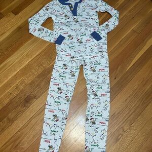 Hanna Andersson White Pajama Set with Blue Trim